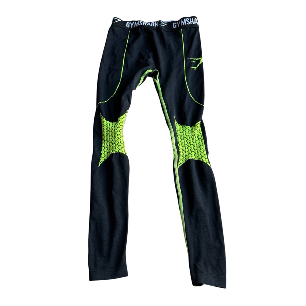 Gymshark Men's Running Tights Black and Neon Green Size XS Compression